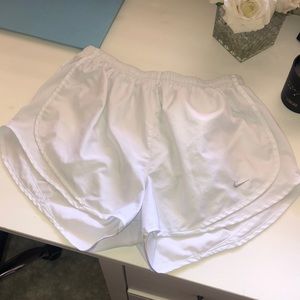 All white nike running shorts